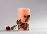 Rózsás rózsaszín kisoszlop gyertya, 10 x 18 cm (kisoszlop)